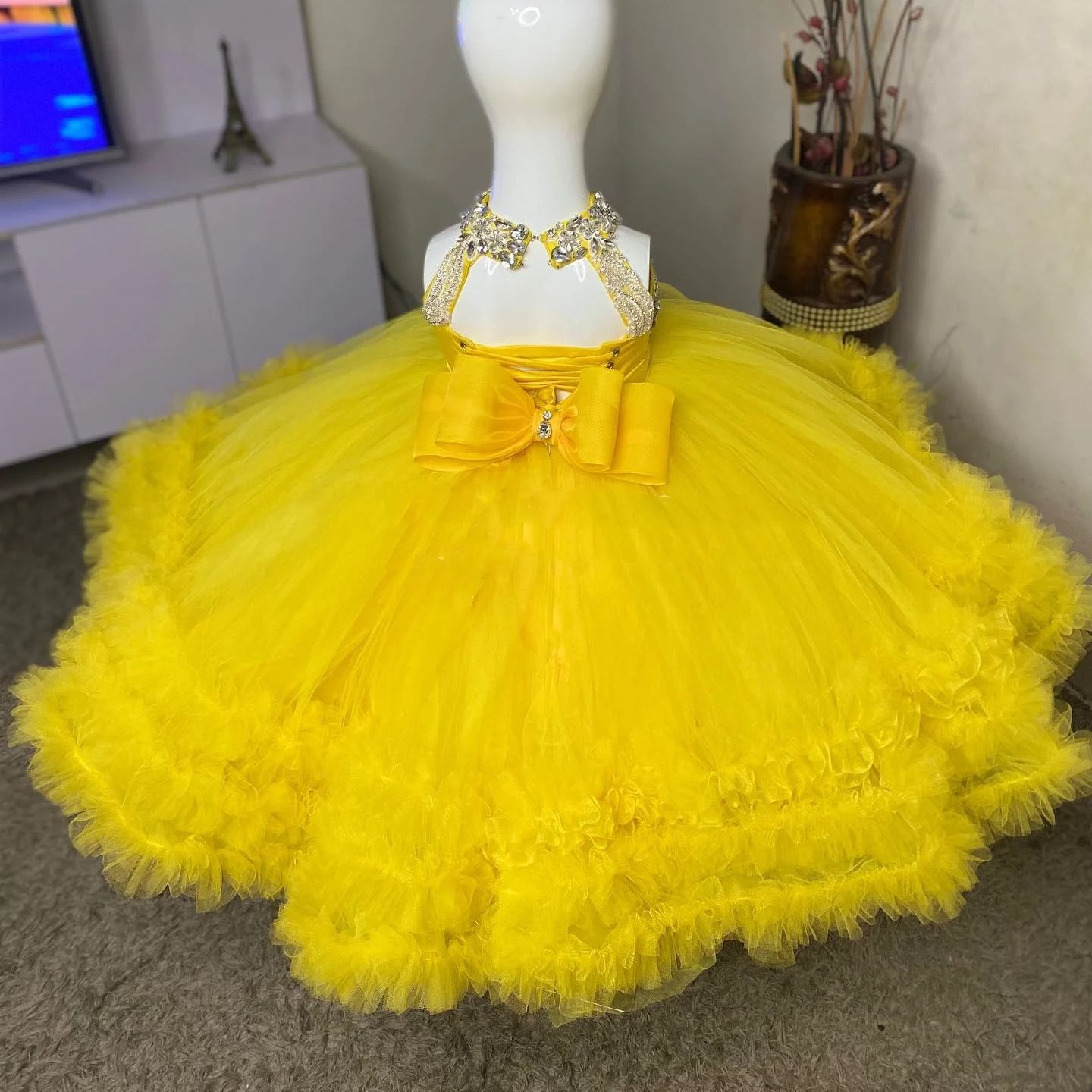 Gorgeous Yellow Flower Girl Dr - Embroidery Yellow Dress ulasan dan harga