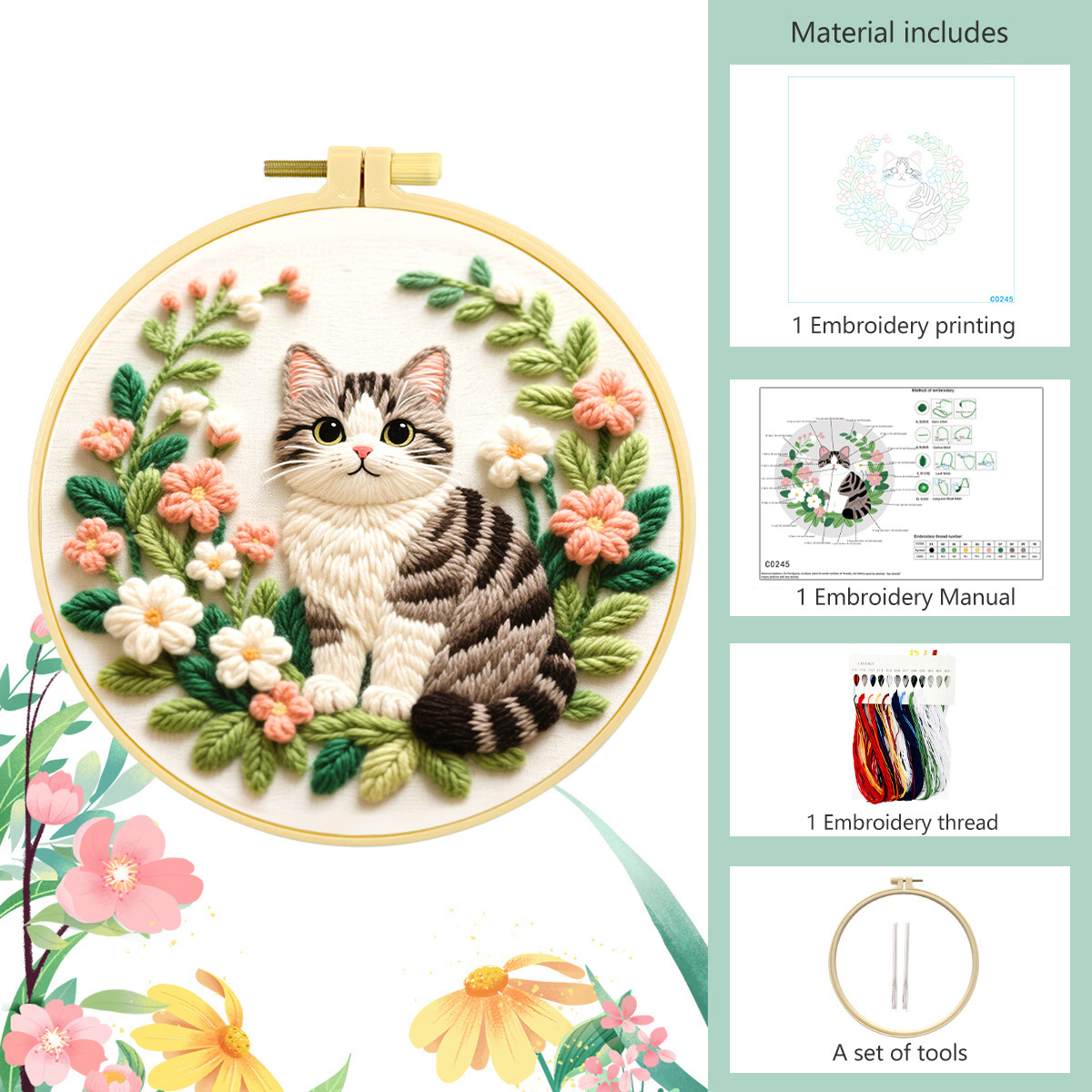 DIY Hand Embroidery Set, Grey  - Embroidery Meaning ulasan dan harga