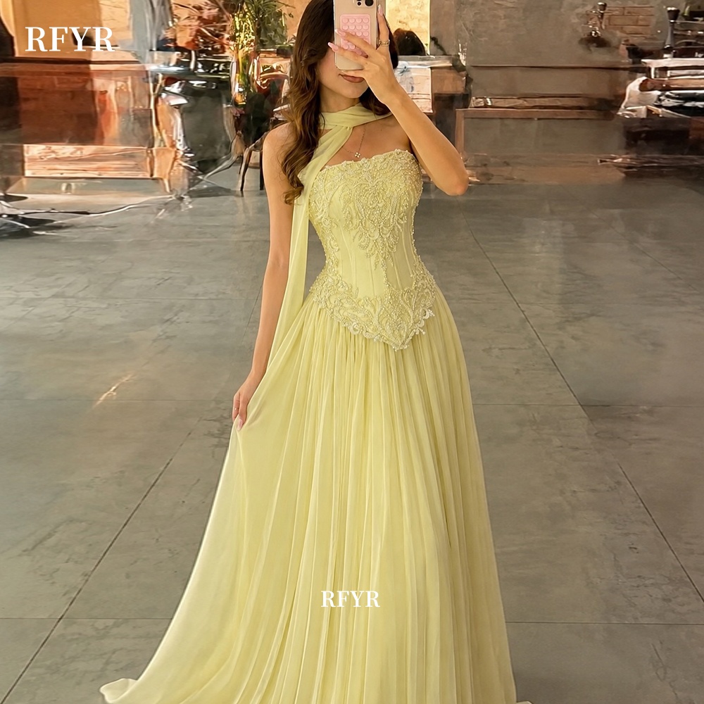 RFYR Yellow Prom Dress with La - Embroidery Yellow Dress ulasan dan harga