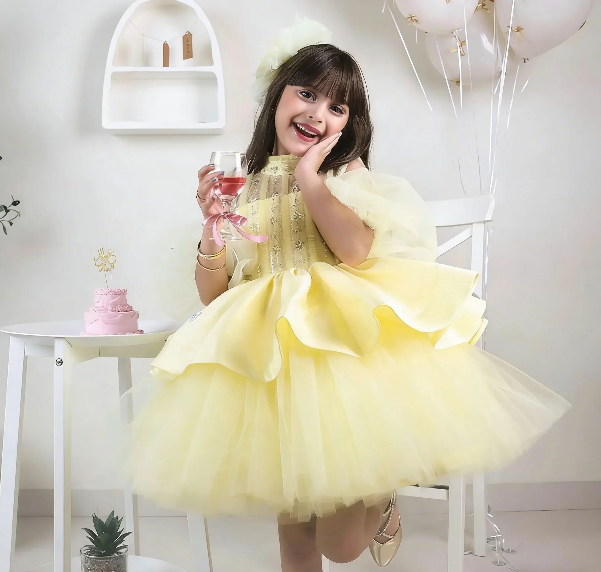 Yellow Flower Girl Dresses for - Embroidery Yellow Dress ulasan dan harga
