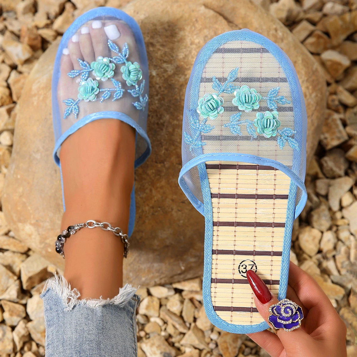Ladies Mesh Closed Toe Slide S - Embroidery Garments ulasan dan harga
