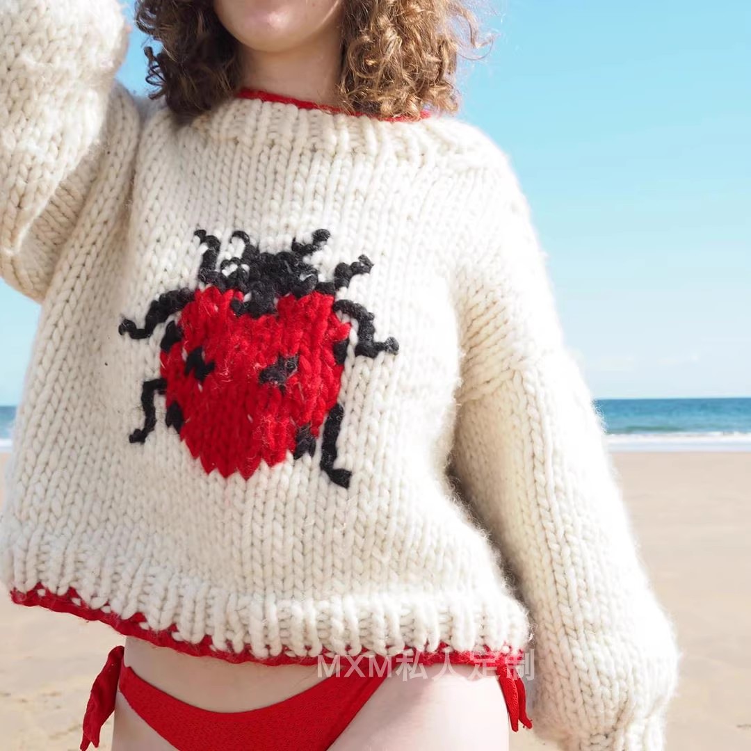 Star Ladybug Pattern Pure Wool - Embroidery Lady Bug ulasan dan harga
